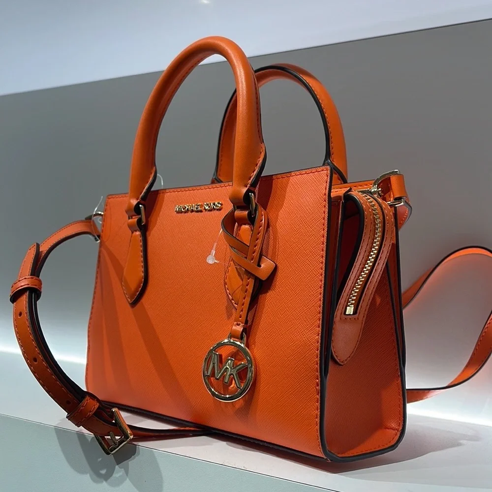 MICHAEL KORS Sheila Small Faux Saffiano Leather Satchel Poppy NWT